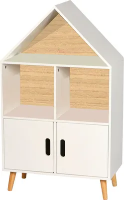Obrázek produktu pro DOCHTMANN Dětská knihovna domeček, úložný regál pro děti, bílá 60x30x103cm