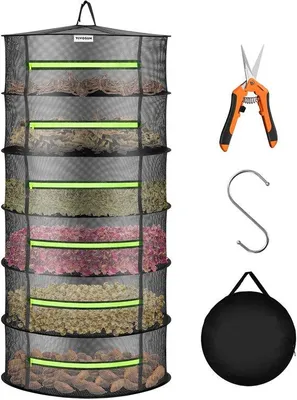 Image de Séchoir à linge à 6 étages en filet, vert, pour l'intérieur et l'extérieur