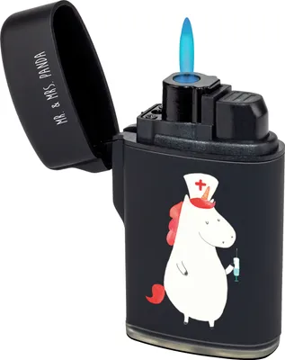 Produktbild von Mr. & Mrs. Panda sturmfeuerzeug Einhorn Krankenschwester - Schwarz - Geschenk, Feuerzeug, Krankenpfleger, zigarettenanzünder, Unicorn, anzünder, gas, Krankenhaus, Ärztin