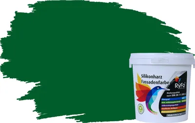 Produktbild von RyFo Colors Silikonharz Fassadenfarbe Lotuseffekt Trend Grüntöne Dunkelgrün 1l - bunte Fassadenfarbe, weitere Grün Farbtöne und Größen erhältlich, Deckkraft Klasse 1