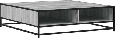 Zdjęcie produktu dla vidaXL Stolik kawowy szary Sonoma 100x100x30 cm Materiał drewnopochodny i metal