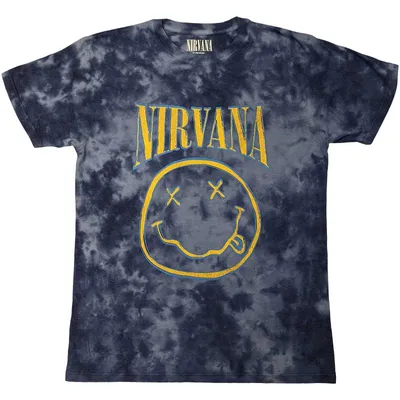 Produktbild von Nirvana | Offizielles Band T-Shirt | Happy Face Blue Stroke (Wash Collection), klein, blau