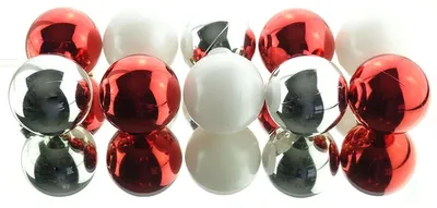 Produktbild von Bruchfeste Weihnachtskugeln Rot Weiß Silber Ø 6 cm aus Kunststoff - 10er Set