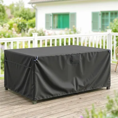 Produktbild von Schutzhülle Gartenmöbel rechteckig, Abdeckplane wasserdicht winddicht, 420D Oxford-Gewebe, Anti-UV, Schwarz | 180 x 120 x 74 cm | 1,0 kg