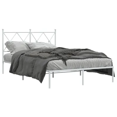 Image de vidaXL Cadre de lit avec tête de lit en métal blanc 120x190 cm