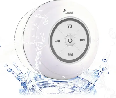 Produktbild von LEICKE Bluetooth Duschlautsprecher, Lautsprecher Dusche, Staub-/Dampf-/Wasserdichter Duschlautsprecher mit Saugnapf | Kabellose Lautsprecher