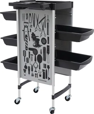 Produktbild von Friseurtrolley, 5 Schubladen, klappbare Oberseite, Grau