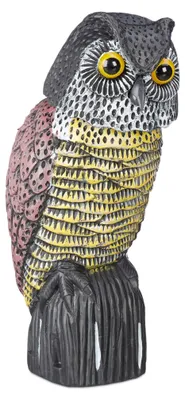 Immagine prodotto di Relaxdays Spaventapasseri a forma di gufo, con testa oscillante, statuetta decorativa da appoggio, spaventapasseri per giardino, balcone, terrazza, multicolore