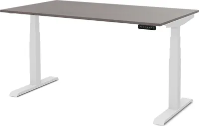 Produktbild von ASSMANN Elektrisch höhenverstellbarer Kinderschreibtisch JUNIOR Sichtbeton Anthrazit Weiß, 140x80cm, Memoryfunktion, Kollisionsschutz,
