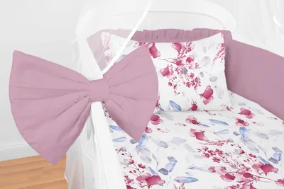 Produktbild von Amilian Babybettwäsche Set 7-teilig – Bettwäsche 100x135 cm, Kissen 40x60, Himmel, Nestchen – für Babybett/Gitterbett – Komplettset für Neugeborene