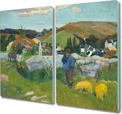 Produktbild von Coloray Küchenbrett Kochplattenabdeckung Hackbrett Schneidebrett Herdabdeckplatte 2x30x52 cm - Schweinehirt Gauguin