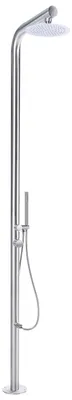 Produktbild von BELIANI Regen Gartendusche Silber Edelstahl mit Mischbatterie Handbrause Fußdusche u. Großem Duschkopf Moderne Freistehende Outdoor Regendusche