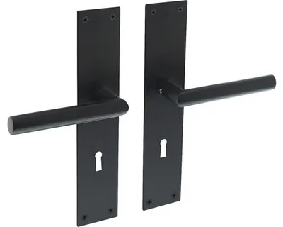 Produktbild von Intersteel Türdrücker Jura auf Schild 250x55x2 mm BB 72 mm Edelstahl/Schwarz matt