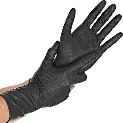 Productafbeelding van Hygostar 270918 Nitrilhandschuhe Power Grip Long schwarz Gr. 9/L puderfrei