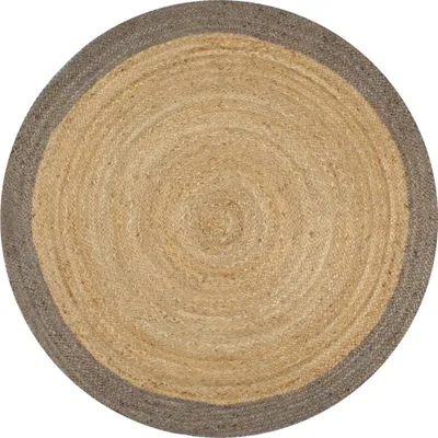 Produktbild von vidaXL Teppich Handgefertigt Jute mit Grauem Rand 150 cm - Teppich - Teppiche - Läufer - Webteppich