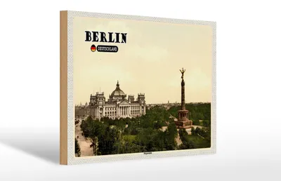 Produktbild von Holzschild Städte Berlin Siegessäule Deutschland 30x20cm