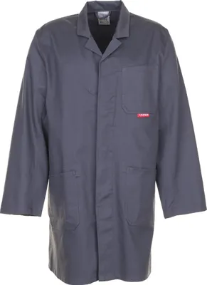 A studio shot of a grey work coat.