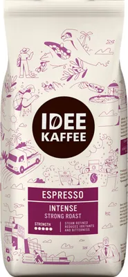 A bag of coffee beans with illustrations.