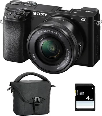Produktbild von SONY ALPHA 6100 SCHWARZ + 16-50mm Objektiv + Tasche + 8GB SD-Karte