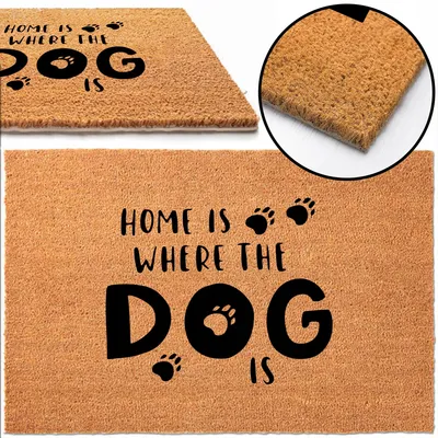 Produktbild von TabPrint Kokos-Fußmatte 40x60 'Home is Where the Dog Is'