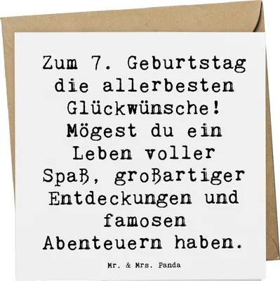 Produktbild von Mr. & Mrs. Panda Grußkarte Spruch 7. Geburtstag - Weiß - Geschenk, Happy Birthday, Geburtstagsgrüße Kinder, Klappkarte, Glückwunschkarte, Glückwünsche, doppelkarte, Alter