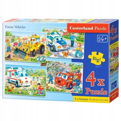 Obrázek produktu pro Puzzle 4 v 1 (8+12+15+20 dílků) Funnty Vehicles 4324