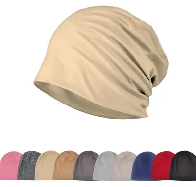 Produktbild von Slouch Beanie Baumwollmütze für Damen und Herren Khaki 56-60