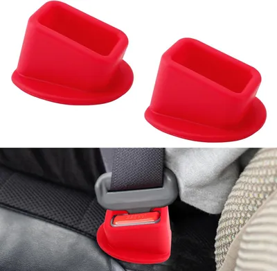 Imagen del producto de Sujetadores de silicona para cinturones de seguridad, paquete de 2 unidades, para niños y adultos, accesorios para cinturones de seguridad