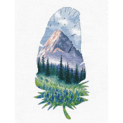 Zdjęcie produktu dla Zestaw do haftu krzyżykowego "Krajobraz górski II", wzór liczony, 16x30cm