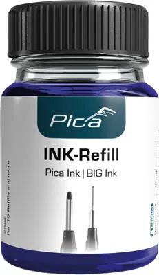 Imagen del producto de Juego de recambios de tinta Pica: tinta para plumas y para plumas de gran tamaño, incluye pipeta y 2 mechas de repuesto, para 15 recargas, 25 ml, color azul
