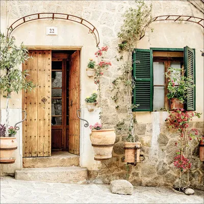 Produktbild von Glasbild Mediterranean House II GLA2781 30x30 cm