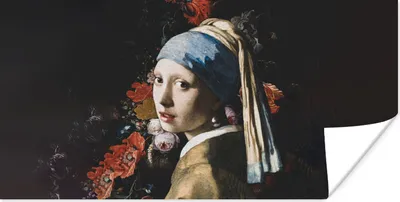 Produktbild von MuchoWow® Poster Das Mädchen mit dem Perlenohrring - Johannes Vermeer - Blumen 40x20 cm - Poster für die Wand - Poster Schlafzimmer