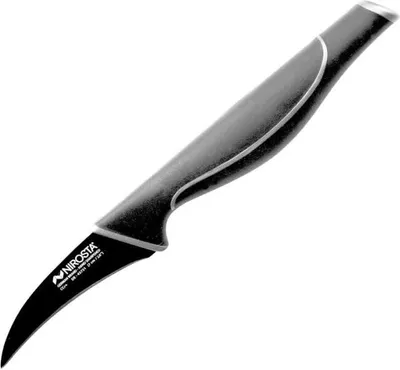 Produktbild von NIROSTA Schälmesser WAVE, Küchenmesser aus Edelstahl mit Soft-Touch Griff, handgeschärftes Messer zum Schälen und Schneiden von Obst und Gemüse, fein gebogene Klinge mit schwarzer Antihaftbeschichtung (Klingenlänge: ca. 7 cm)