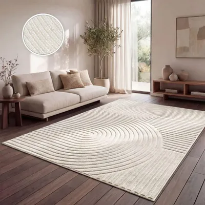 Produktbild von Paco Home Outdoor Teppich Wetterfest Balkon Wohnzimmer Skandi Boho Einfarbig Regenbogen 120x170 cm