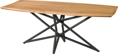 Image de MASSIVMOEBEL24 | Table à Manger en bois d'Acacia 200x100x77 naturel laqué /piétement noir