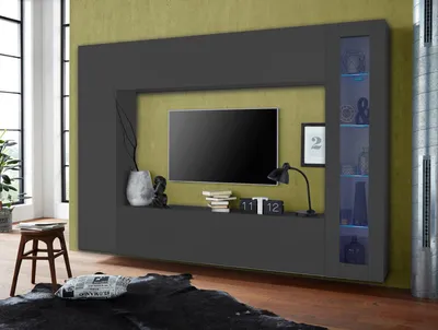 Immagine prodotto di Parete Attrezzata Soggiorno 260x30x180 cm Maruska n°3 Grigio Antracite Opaco