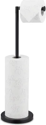 Obrázok produktu pre Držiak na toaletný papier pre 4 náhradné rolky, čierny – 57 x 215 x 165 cm – bez vŕtania – moderný držiak na toaletný papier do kúpeľne