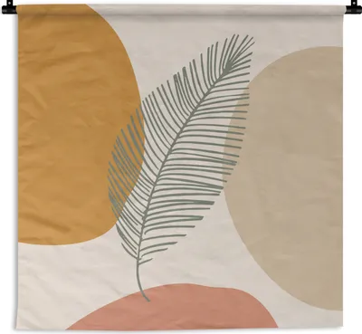 Produktbild von MuchoWow® Wandteppich Wandbehang Feder - Pastell - Sommer 150x150 cm Tapisserie Dekoration Wandtuch - Wohnaccessoires - Modernes