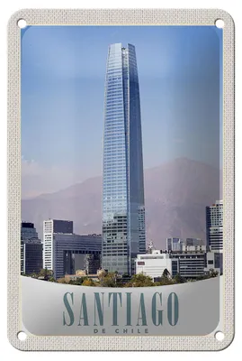 Produktbild von Blechschild Reise 12x18cm Santiago de Chile Amerika Hochhaus Schild