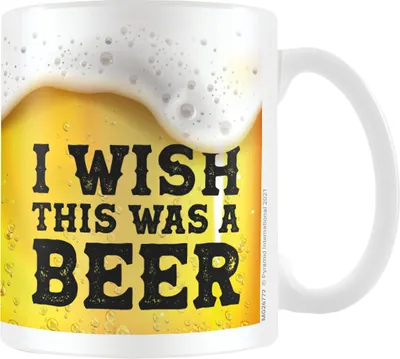 Produktbild von Pyramid International - Kaffeebecher "I Wish This Was Beer" PM1958 (Einheitsgröße) (Gold/Weiß/Schwarz)