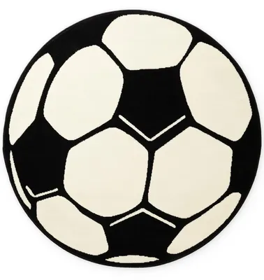 Produktbild von Hanse Home Fußball Kinderteppich Rund Fußball Weiß Schwarz