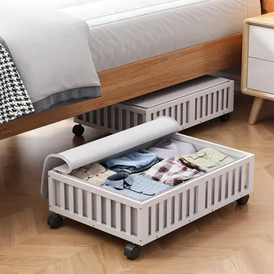 Obrázek produktu pro Bambusové úložné boxy pod postel s kolečky