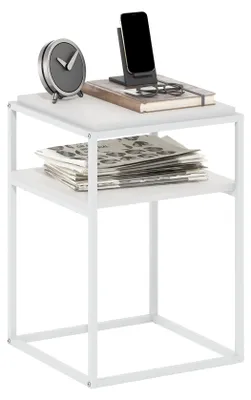 Stapelbares Regal 2-stufig, Verbundholz/Metall, weiß, 38,1x38,1x55,63 cm