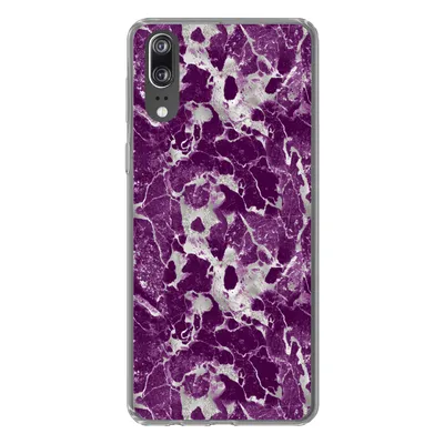 Produktbild von MuchoWow® Handyhülle Schutzhülle Hülle für Huawei P20 Marmor - Glitter - Lila - Muster Silikon Softcase Handy Hülle - Hardcover