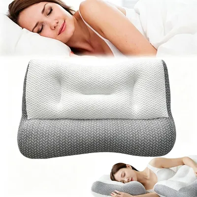Produktbild von STUNQ® Nackenkissen Ergonomisch Cervical Nackenstützkissen für Seitenschläfer, Bauchschläfer, Rückenschläfer, Memory Foam, Grau