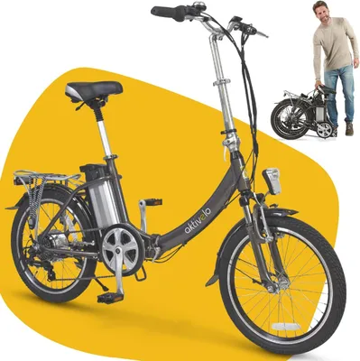 Produktbild von aktivelo E-Klapprad, 20 Zoll E-Bike, Faltrad mit wartungsfreiem 250 W Mittelmotor mit 5 Motorunterstützungsstufen, 65 km Reichweite, 7 Gang Schaltung