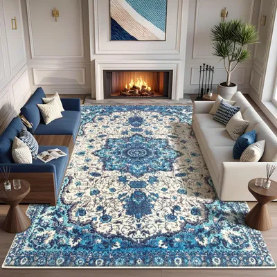 Productafbeelding van Traditioneel Blauw Tapijt voor Woonkamer en Slaapkamer
