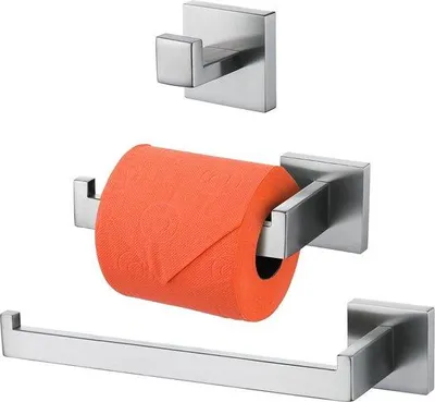 Produktbild von Badezimmer-Set Edelstahl Toilettenpapierhalter Handtuchstange Wandmontage