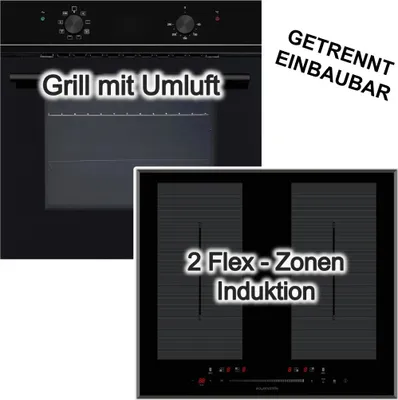 Produktbild von Wolkenstein Herdset ECO Funktion + Induktionskochfeld autark 2 Doppel-Flexzonen