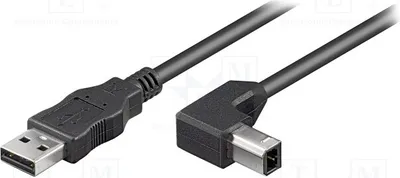 Produktbild von 1x Kabel USB 2.0 USB A-Stecker,USB B Eckstecker 1m schwarz 93017 USB-Kabel und -A